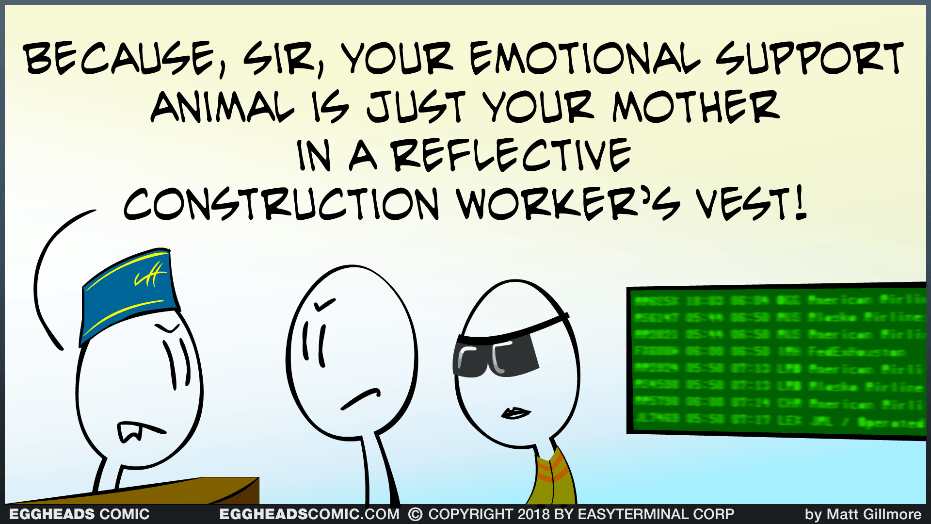Webcomic Eggheads Comic Strip 128 Emotional Support Animal